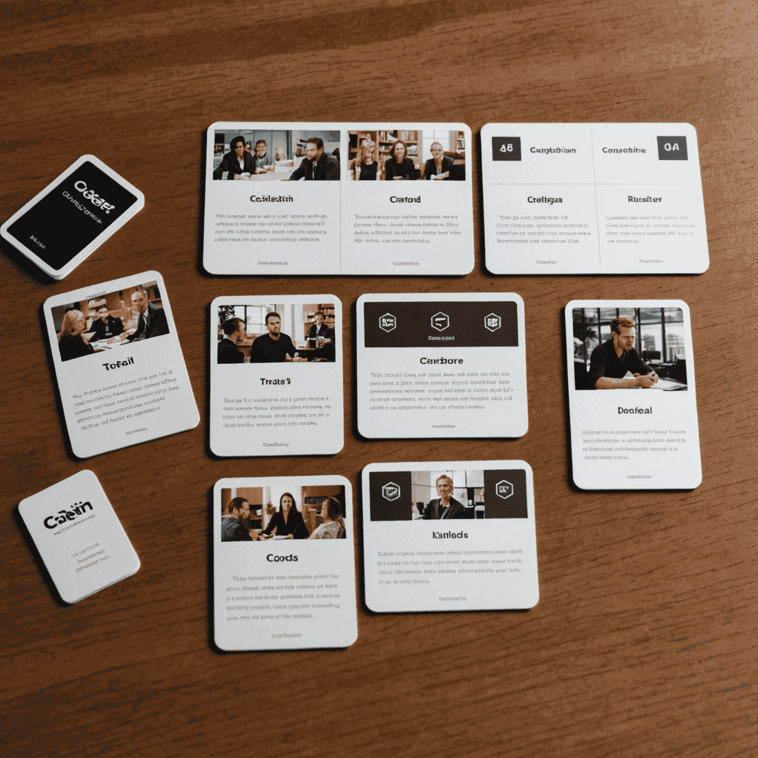 Codenames game setup with a grid of word cards and team identifier cards